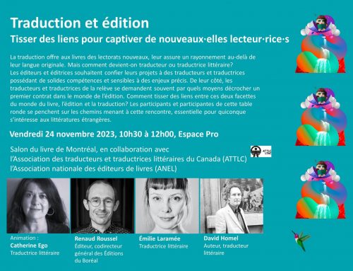 Translation and Edition Panel at Salon du Livre de Montréal, Friday November 24th